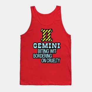 Gemini astrology zodiac sign biting wit sarcasm warning tape Tank Top